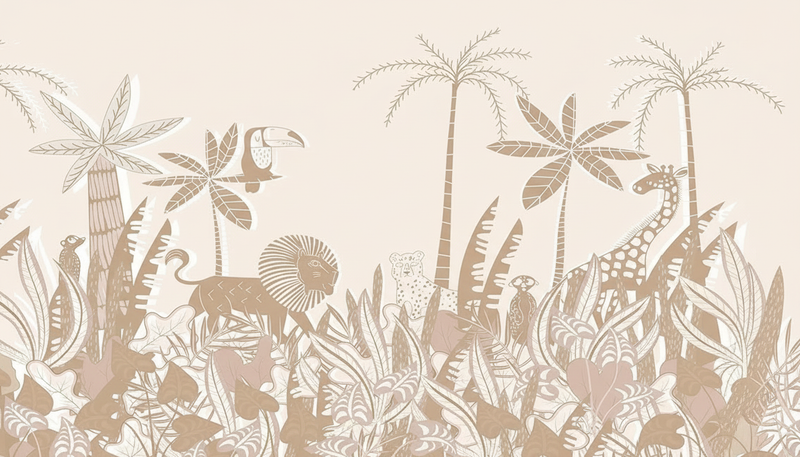 Montessori Wallpaper | Soft Jungle Nursery