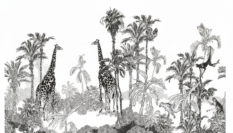Black & White Wallpaper | Safari Giraffe Sketch