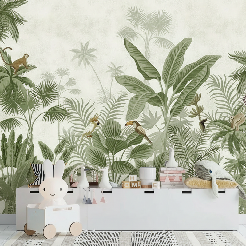Montessori Wallpaper | Calm Tropical Garden