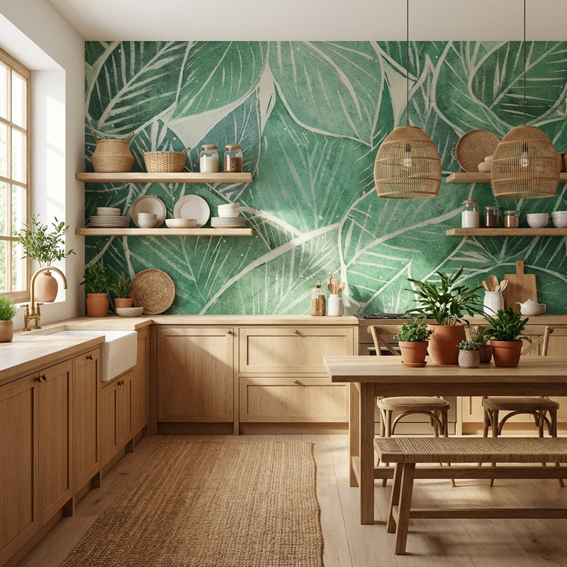 Wallpaper | Green Botanical Lines