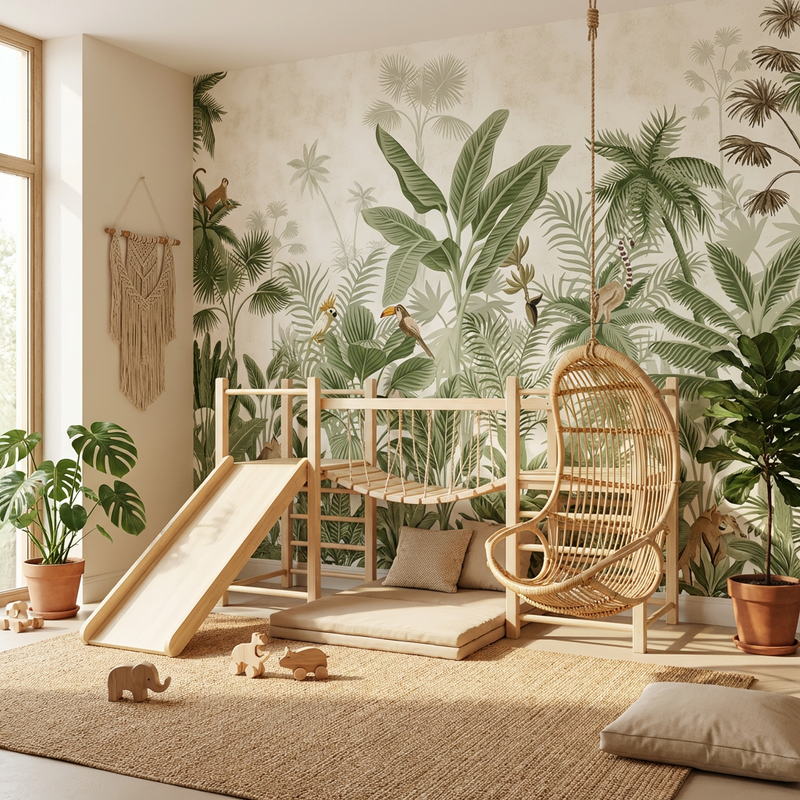 Montessori Wallpaper | Calm Tropical Garden