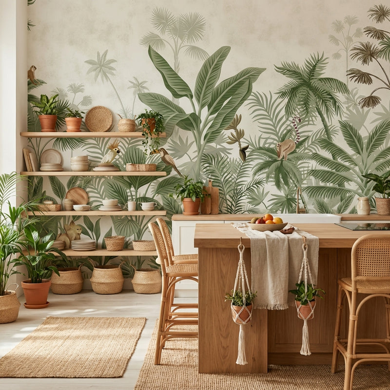Montessori Wallpaper | Calm Tropical Garden