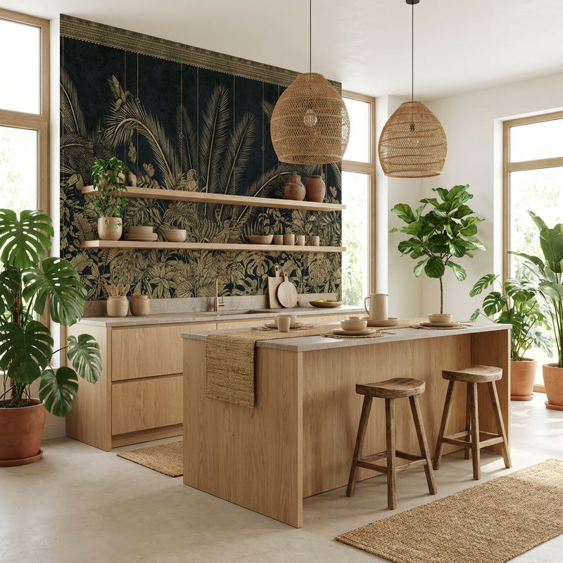 Wallpaper | Dark Botanical Gold