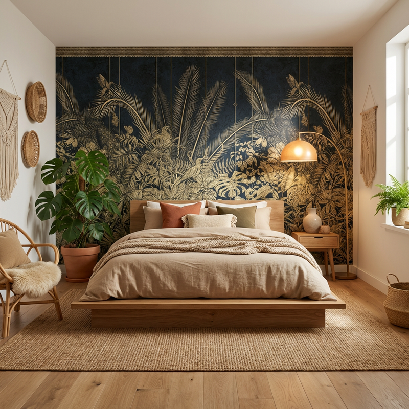 Wallpaper | Dark Botanical Gold