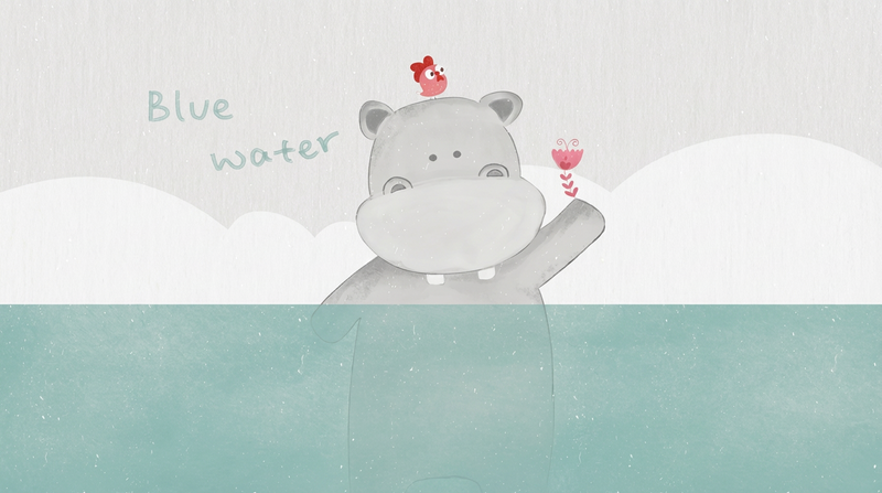 Montessori Wallpaper | Gentle Water Hippo
