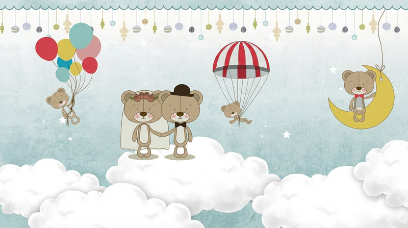 Montessori Wallpaper | Bear in the Clouds