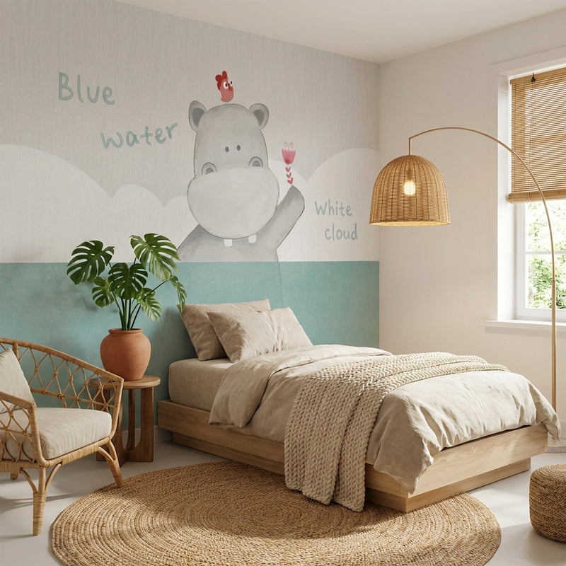 Montessori Wallpaper | Gentle Water Hippo