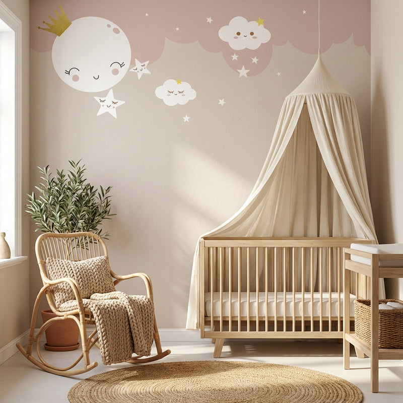 Montessori Wallpaper | Moon & Stars Nursery