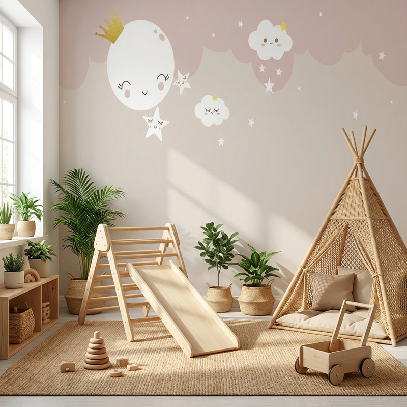 Montessori Wallpaper | Moon & Stars Nursery