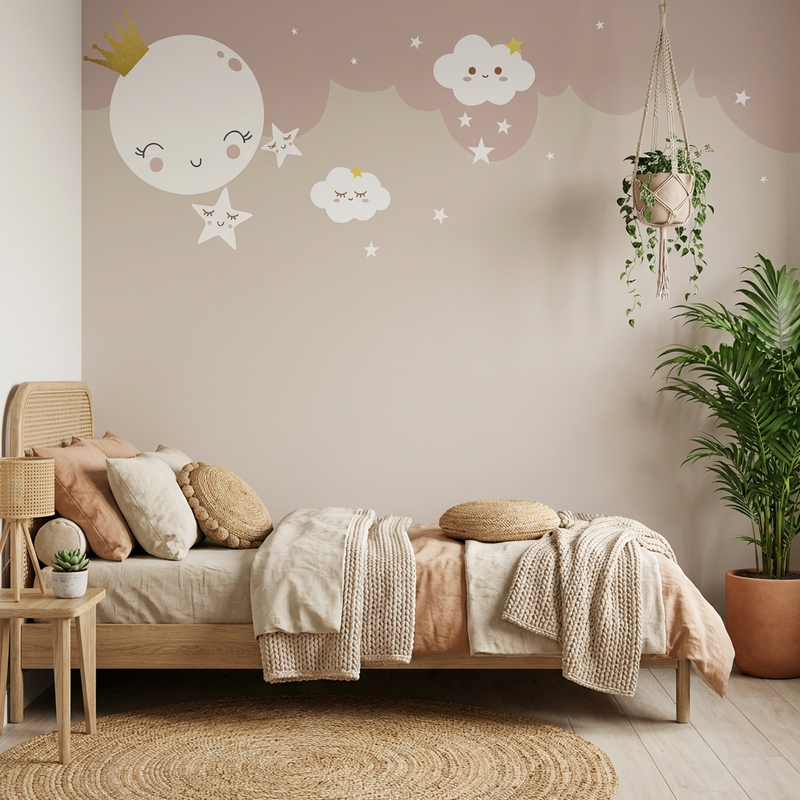 Montessori Wallpaper | Moon & Stars Nursery
