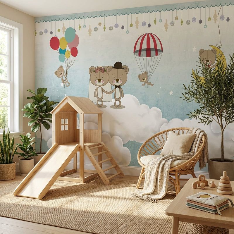 Montessori Wallpaper | Bear in the Clouds