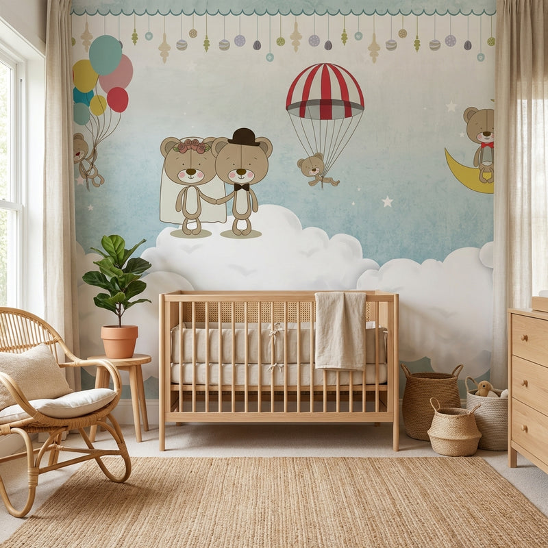 Montessori Wallpaper | Bear in the Clouds