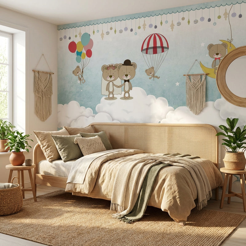 Montessori Wallpaper | Bear in the Clouds