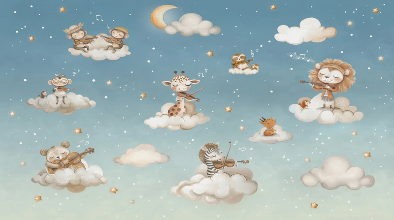 Montessori Wallpaper | Musical Animals Nursery