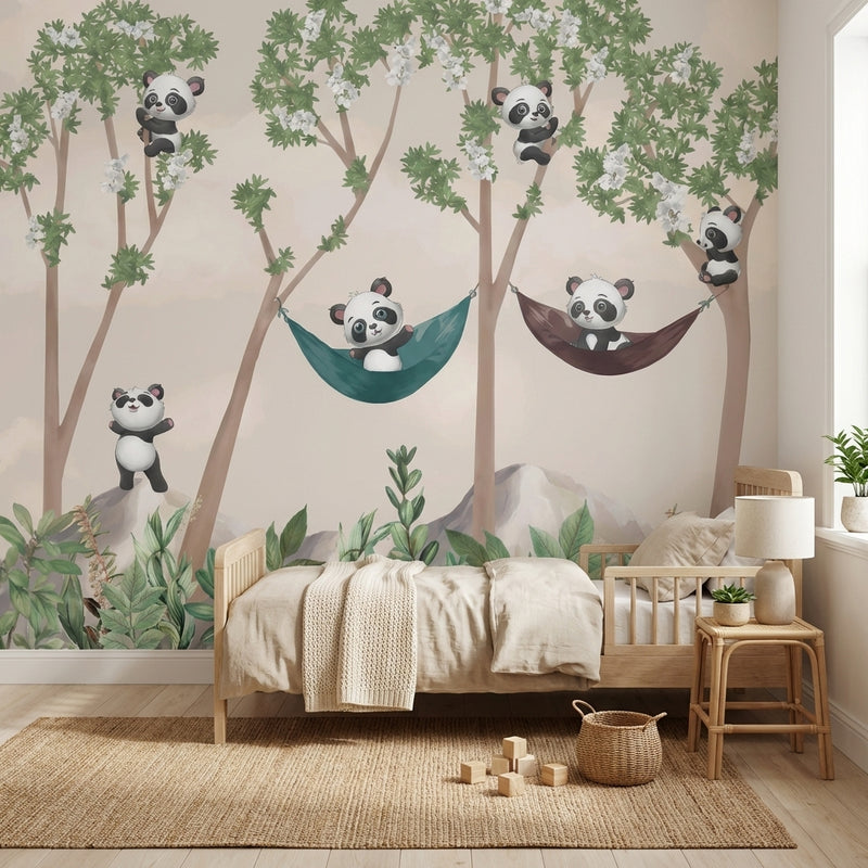 Montessori Wallpaper | Panda Forest Nursery Wallpaper