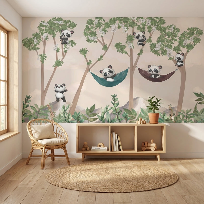 Montessori Wallpaper | Panda Forest Nursery Wallpaper