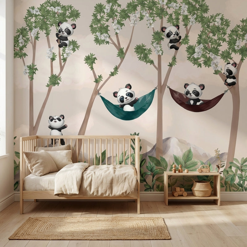 Montessori Wallpaper | Panda Forest Nursery Wallpaper