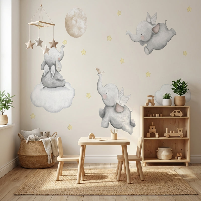 Montessori Wallpaper | Flying Elephant Nursery