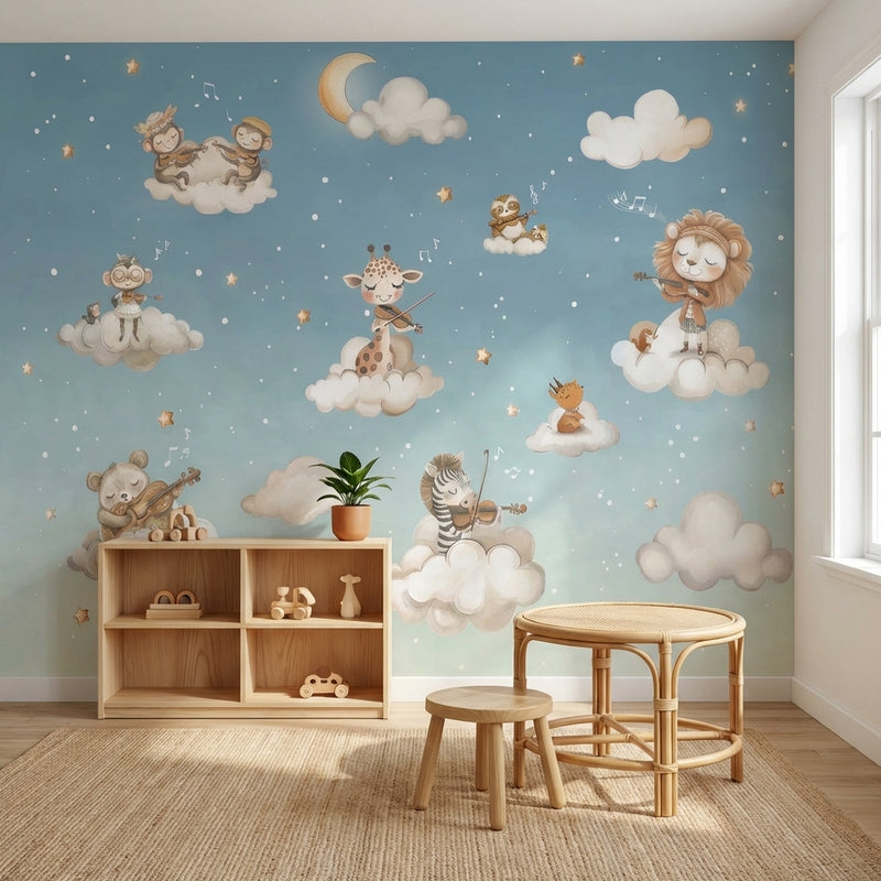 Montessori Wallpaper | Musical Animals Nursery