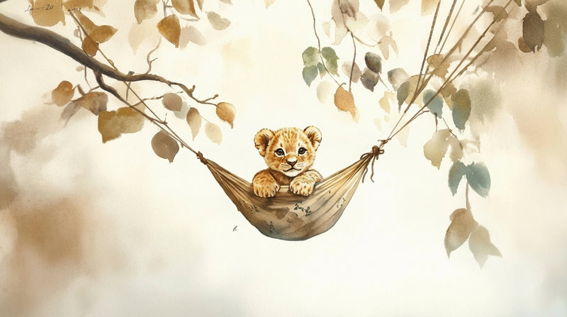 Montessori Wallpaper | Lion Cub Safari Bedroom
