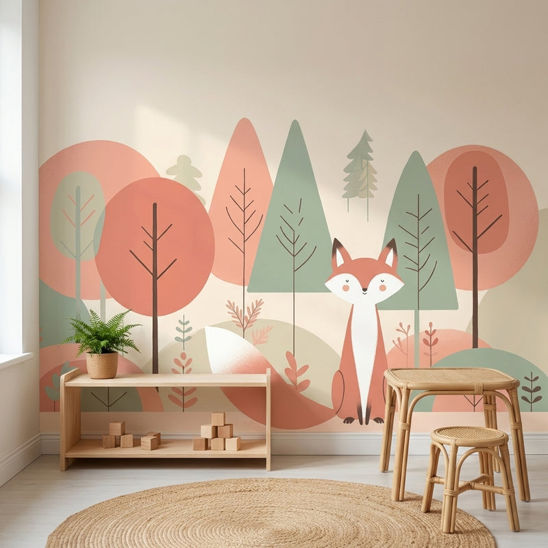 Montessori Wallpaper | Forest Fox Kids Room