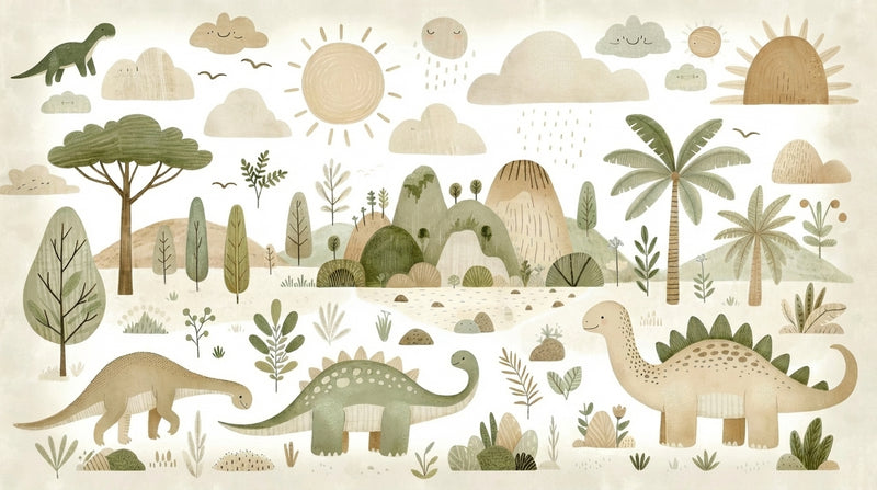 Montessori Wallpaper | Dinosaur Nature Nursery