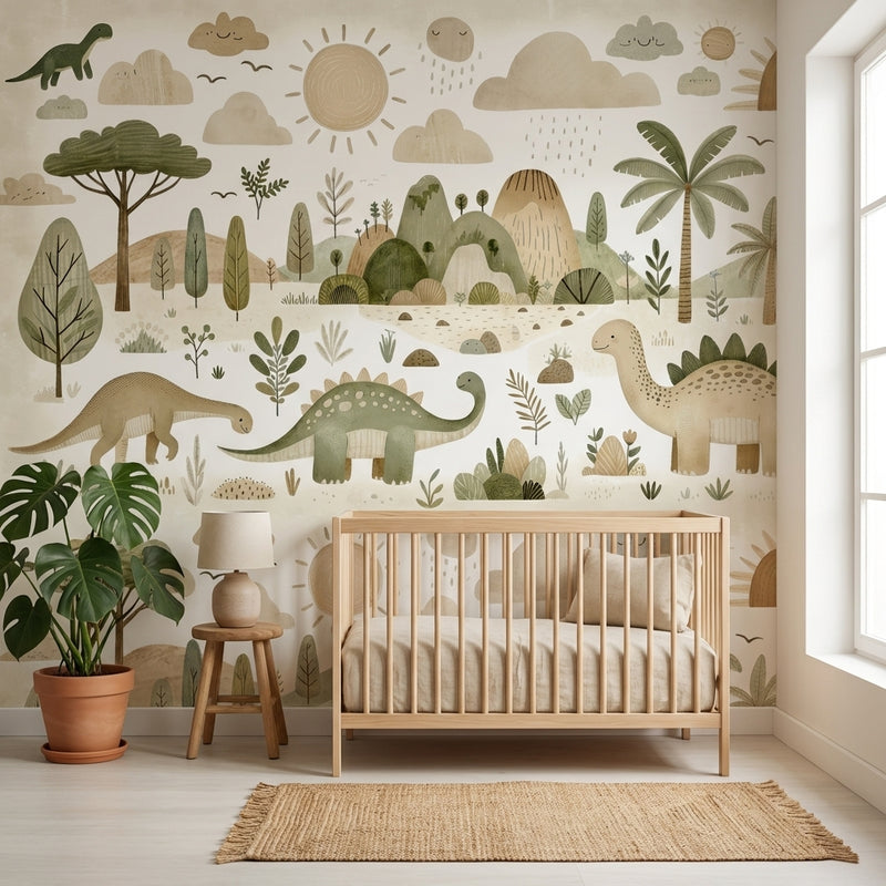 Montessori Wallpaper | Dinosaur Nature Nursery