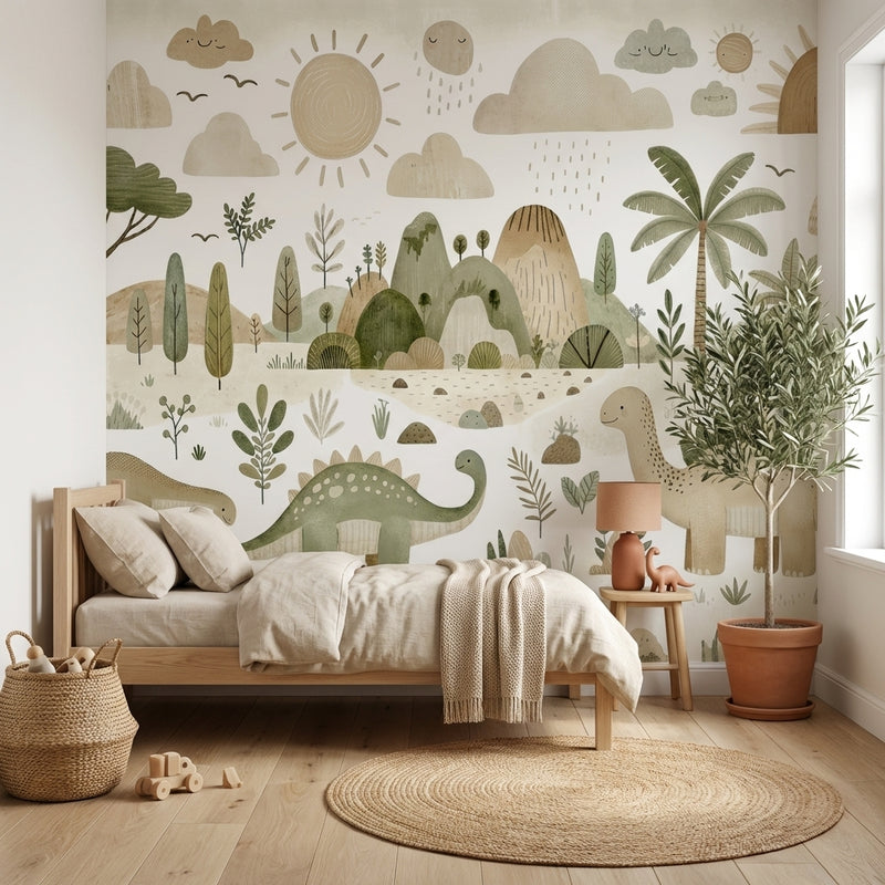 Montessori Wallpaper | Dinosaur Nature Nursery