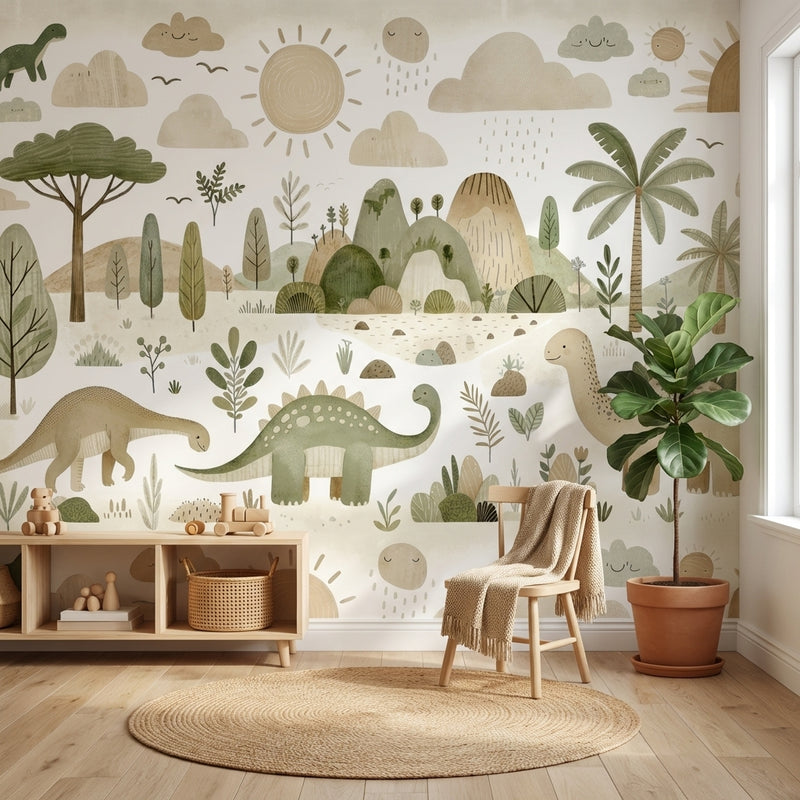 Montessori Wallpaper | Dinosaur Nature Nursery