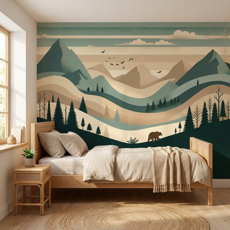 Montessori Wallpaper | Mountain Landscape Bedroom