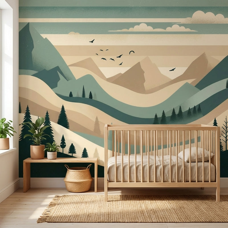 Montessori Wallpaper | Mountain Landscape Bedroom