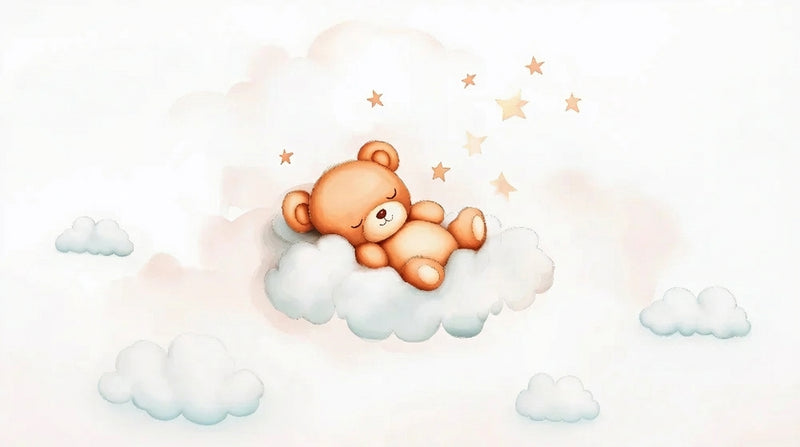 Montessori Wallpaper | Teddy Bear Cloud Nursery