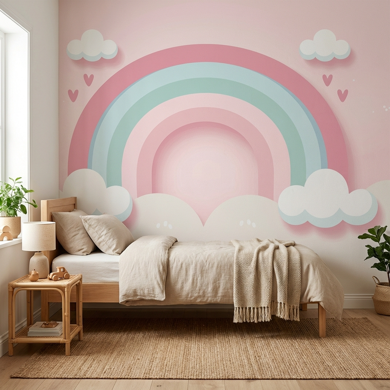 Montessori Wallpaper | Pastel Rainbow Nursery