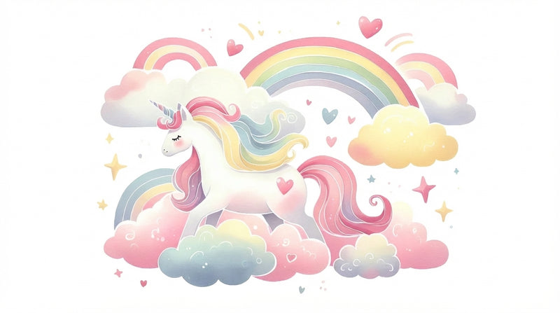 Montessori Wallpaper | Rainbow Unicorn Nursery