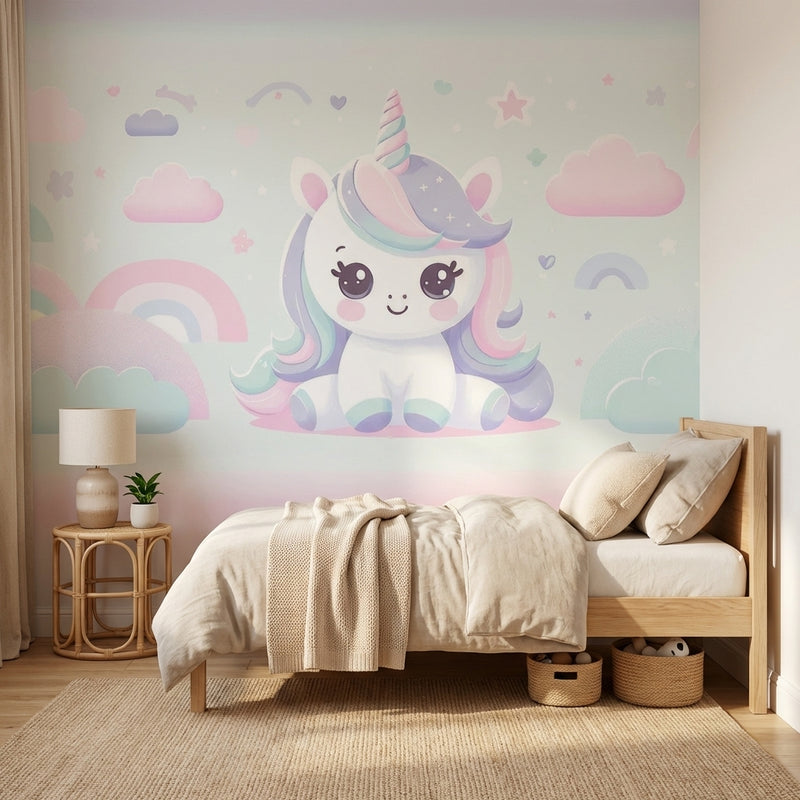 Montessori Wallpaper |Cute Unicorn Baby Room