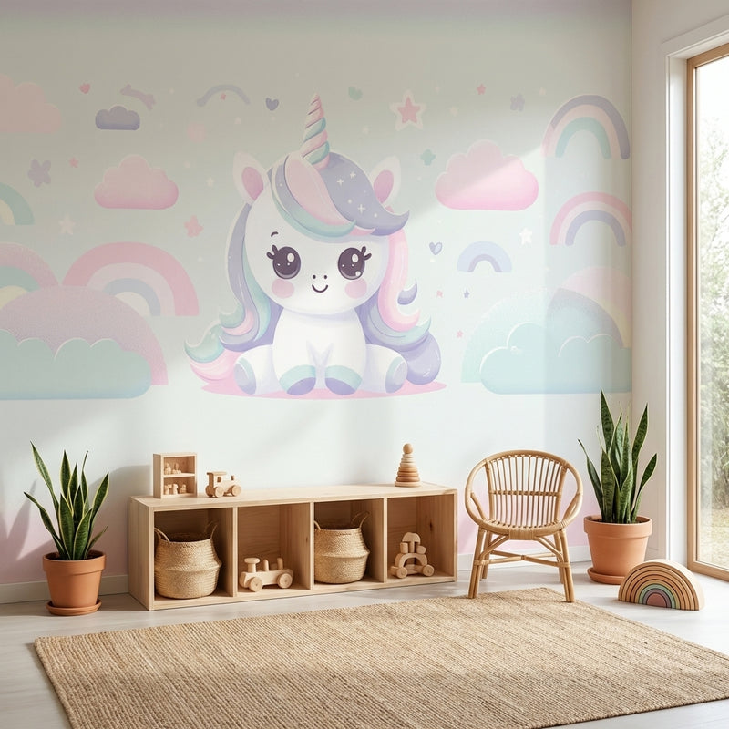 Montessori Wallpaper |Cute Unicorn Baby Room