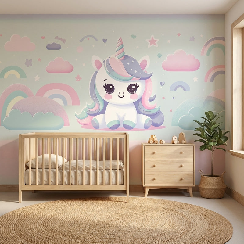 Montessori Wallpaper |Cute Unicorn Baby Room